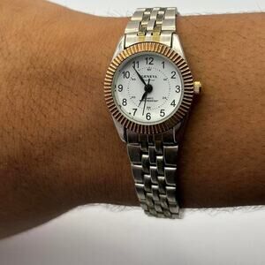 Gold silver mens watch